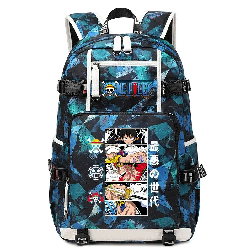 Sac à dos d'école décontracté imprimé Anime Luffy, grande capacité, sac à livres pour garçons et filles, voyage, sport