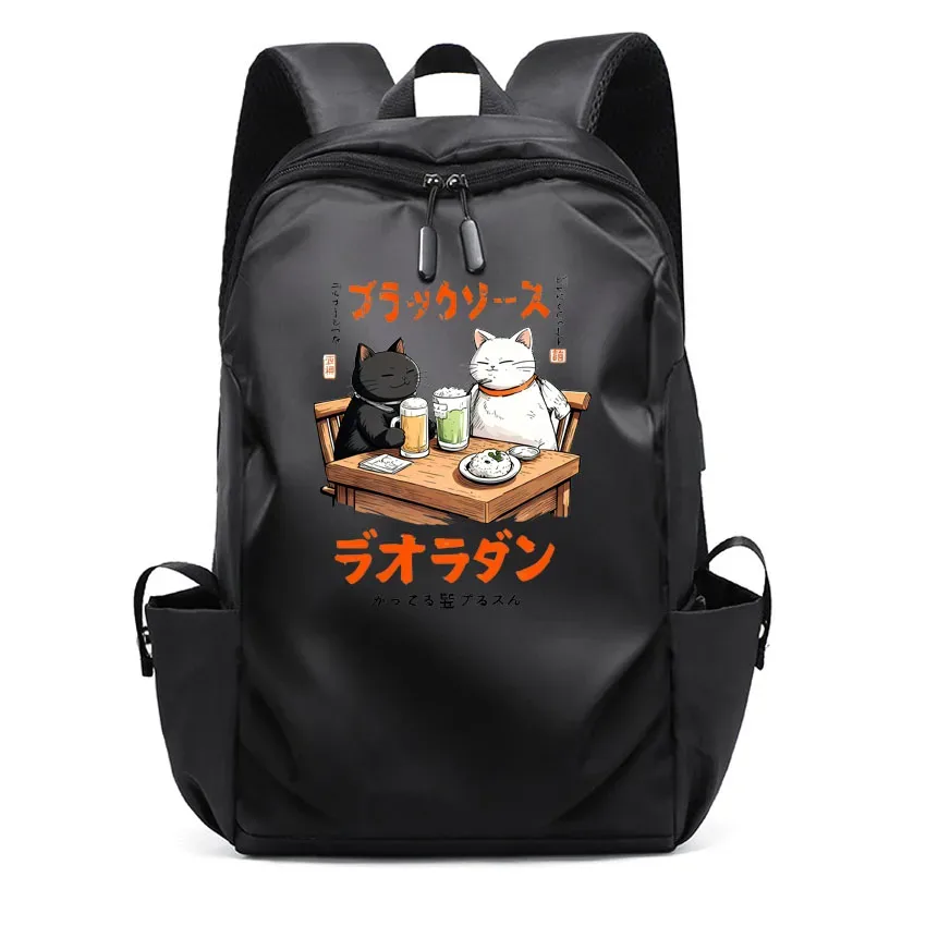 ordinateur portable usb sac à dos sac d'école drôle dessin animé ramen chat motif imprimé sac à dos sac à dos hommes femmes loisirs sac à dos