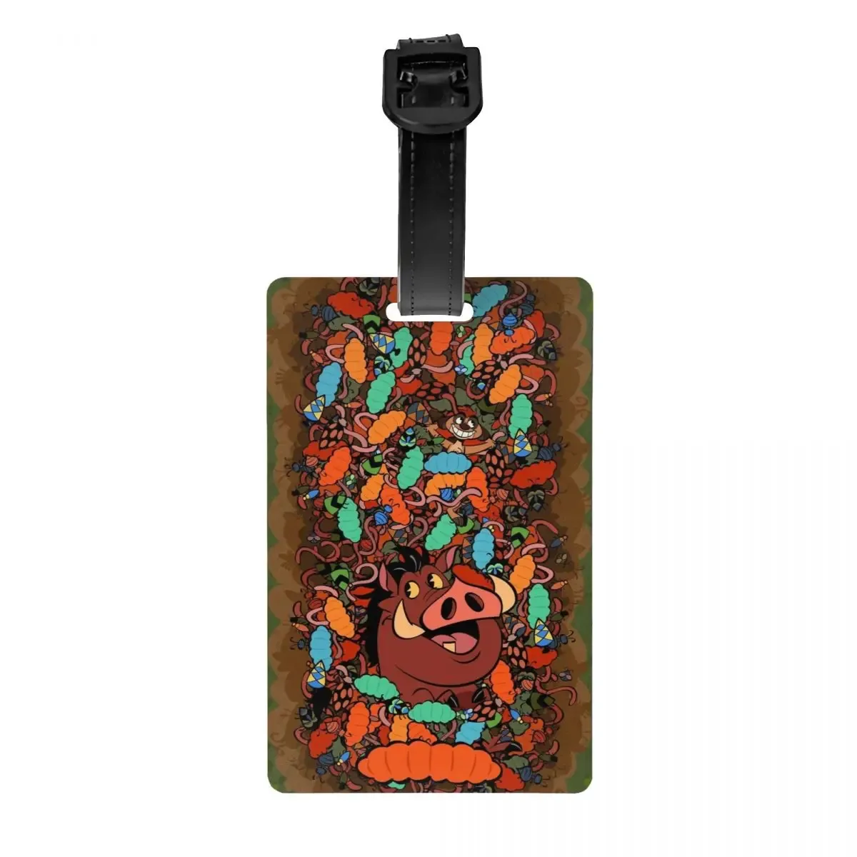 étiquette de bagage personnalisée rafiki avec carte nominative, étiquette d'identification avec couverture de confidentialité the lion cartoon k-kings pour sac de voyage et valise
