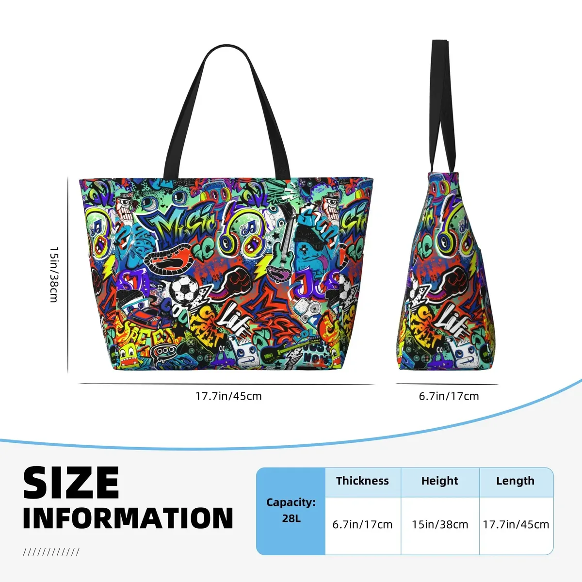 sacs fourre-tout de plage étanches pour femmes, sacs de rangement de grande capacité, sac à main initié pour voyage, vacances, natation, graffiti