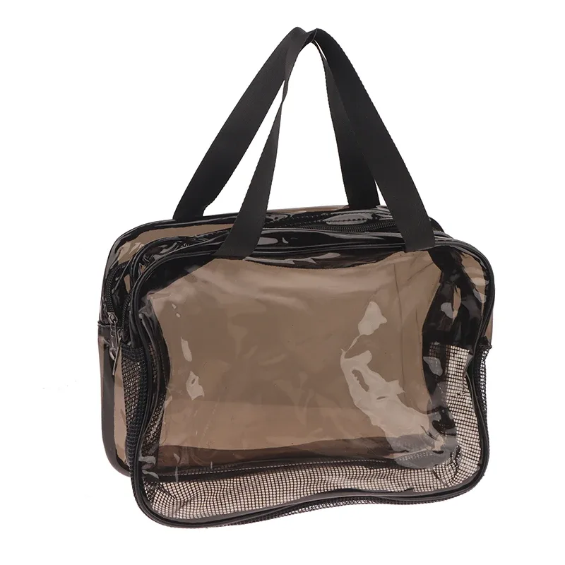 organisateur de cosmétiques double couche de grande capacité, 1 pièce, sac de lavage de voyage portable, pochette de maquillage transparente et étanche pour femme