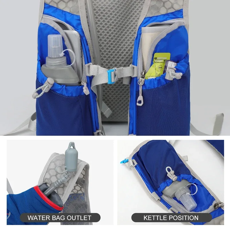 sac à dos ultraléger pour hommes, 5l, pour course en plein air, gilet d'hydratation, jogging, respirant, pour marathon, vélo, bouteille d'eau, 500ml