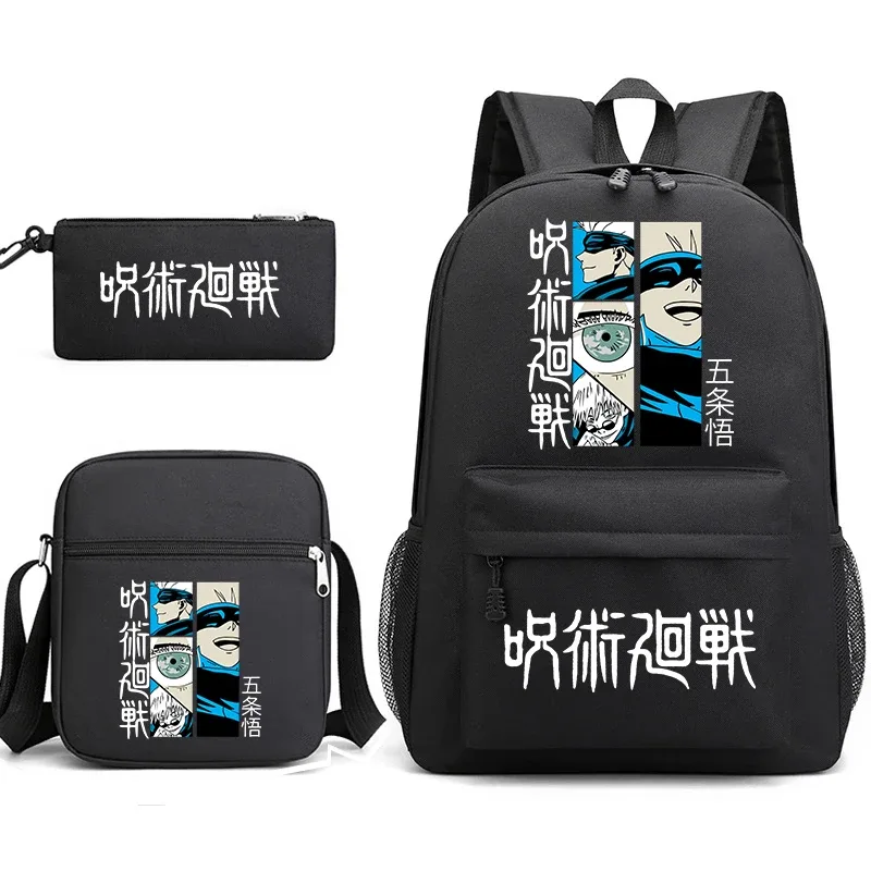 sac à dos anime jujutsu kaisen, trousse à crayons, ensemble de 3 pièces, sac à dos léger pour enfants et adolescents