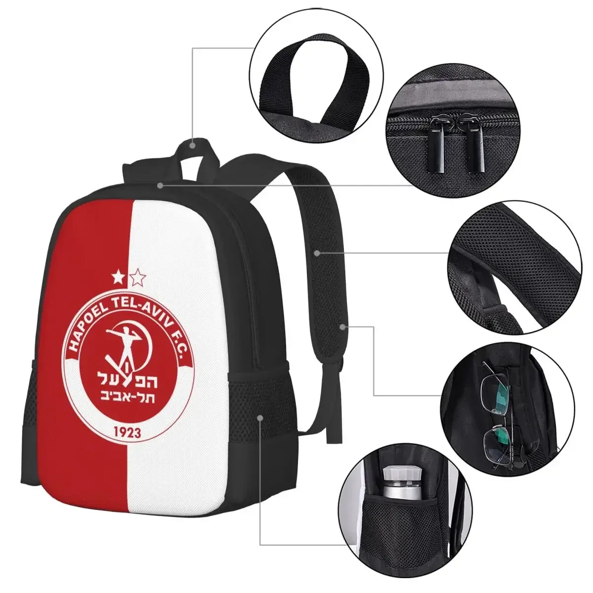 hapoel tel aviv sac à dos de voyage pour ordinateur portable, sac d'ordinateur d'école d'affaires, cadeau pour hommes et femmes