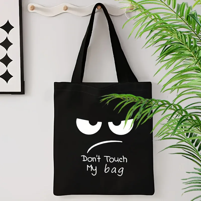 Sac à main à imprimé amusant, grand sac fourre-tout léger avec visage humoristique, élégant et décontracté, adapté pour le shopping, sacs à bandoulière pliables
