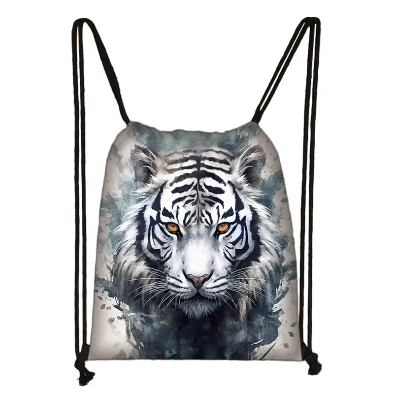 sac à dos imprimé animal théâtre l loup éléphant cheval, sacs à cordon de proximité pour femmes, sac de rangement mode pour adolescentes, sacs à livres kawaii pour filles, cadeau