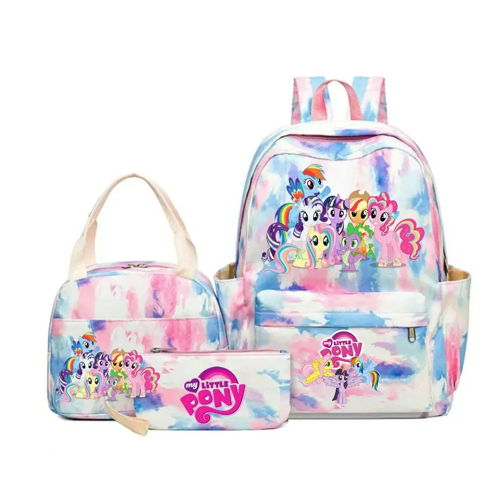 sac à dos my little pony, ensemble de 3 pièces, sac d'école pour étudiants, trousse à crayons, sac à dos de voyage pour adolescents, sac à dos décontracté pour ordinateur portable, mochilas