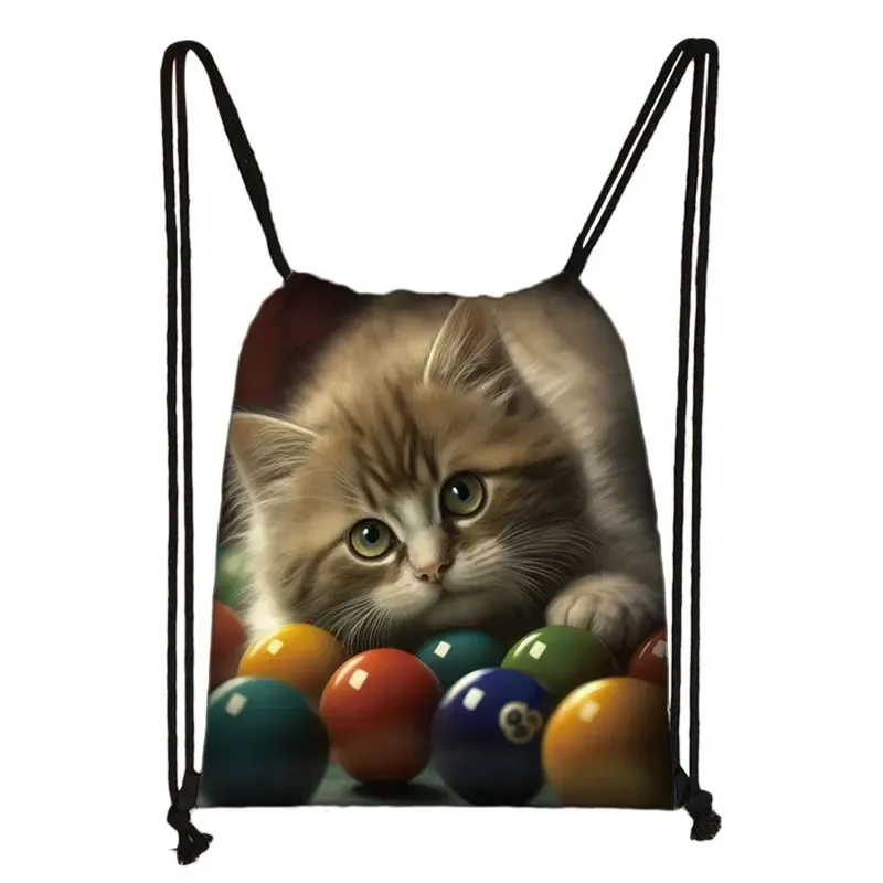 sac à dos imprimé chaton mignon pour femmes, sacs à cordon de serrage chat siamois, sac à bandoulière décontracté pour adolescents, sacs à livres de voyage, porte-chaussures