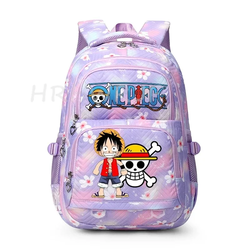 sacs à dos anime one piece légers avec fermoir, imprimé violet monkey d luffy, pour garçons et filles, grande capacité, pour adolescents, ordinateur portable, école, voyage, mochila