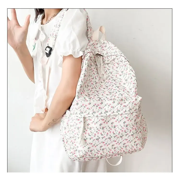 sac à dos scolaire floral blanc pour adolescentes, sac à dos mignon pour femmes, sac à livres en nylon, nouveauté 2026