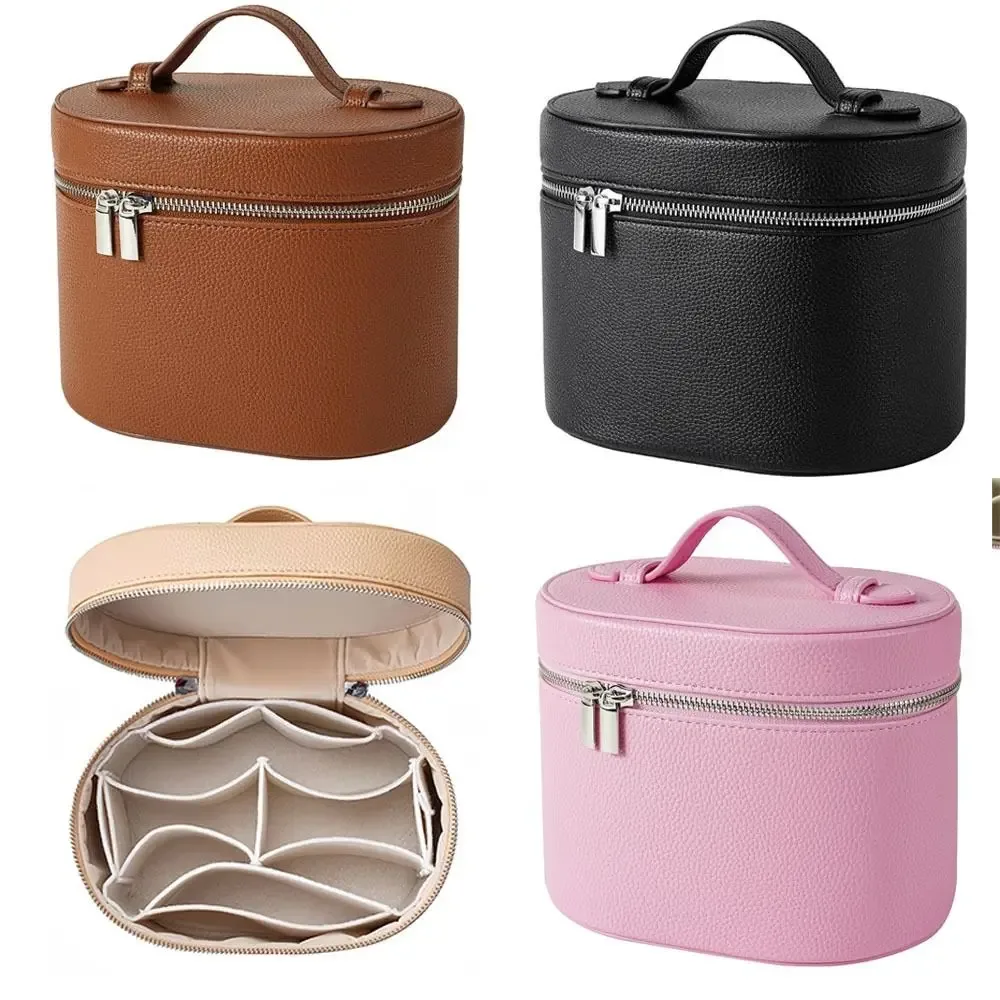 Boîte à cosmétiques de grande capacité en cuir PU, sac de rangement de voyage étanche, fermeture à glissière, boîte de rangement interne, pochette de toilette