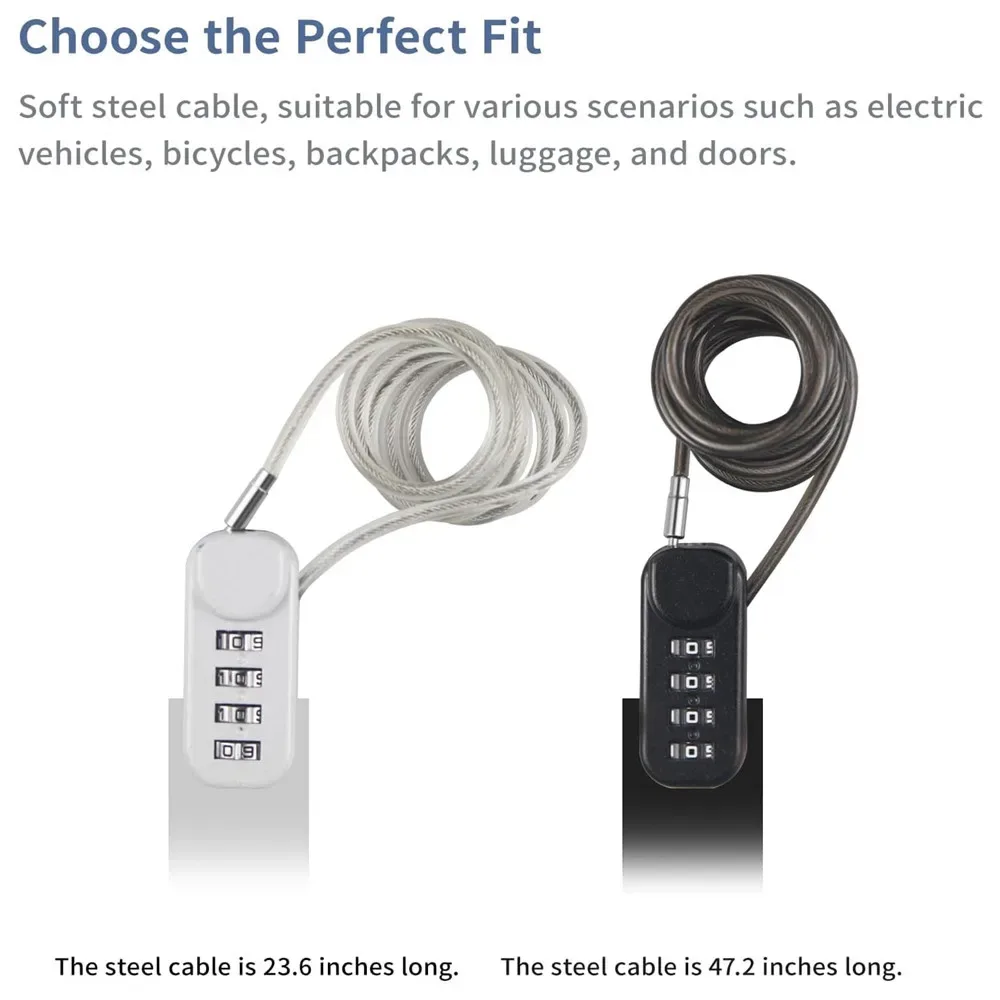 mini cadenas à câble à combinaison à 4 chiffres, petit cadenas portable en fil d'acier pour bagages, casque, armoire – léger