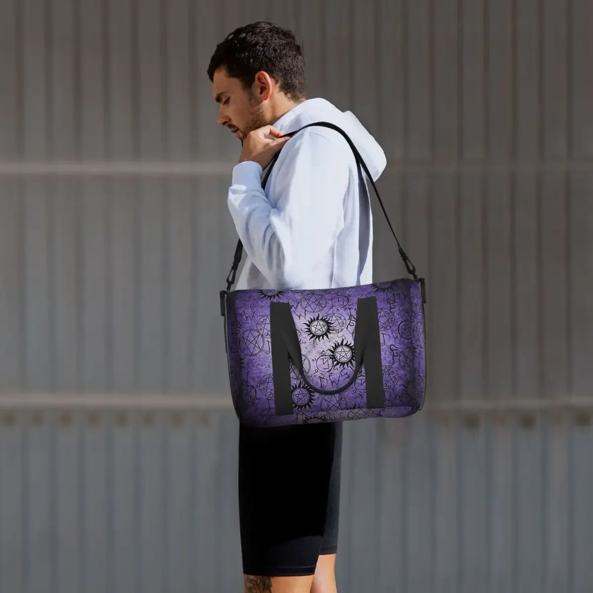 sac de voyage de plage violet surnaturel personnalisé, fourre-tout de grande capacité pour salle de sport, yoga, sac à bandoulière de shopping pour femmes