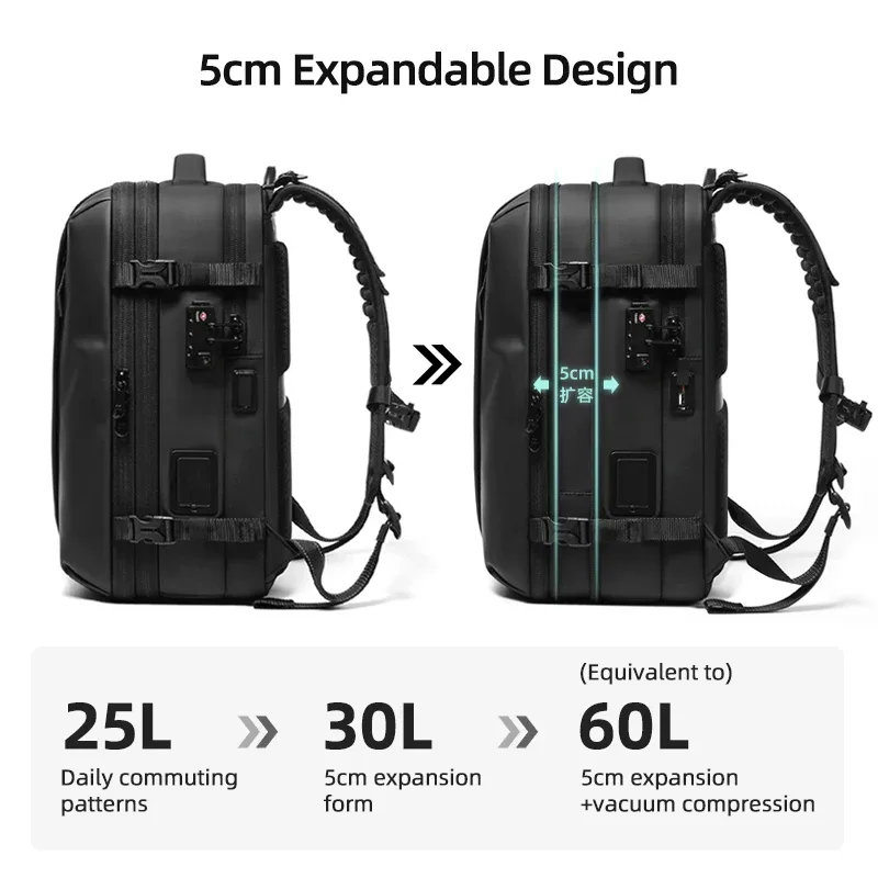 sac à dos de voyage pour homme avec pompe de compression à un clic, sac à dos de compression sous vide 60l pour alpinisme, randonnée, extérieur, avec compartiment pour ordinateur portable