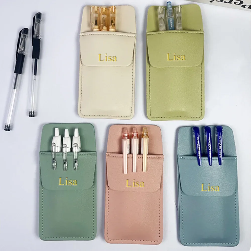 étui à stylos infirmier en cuir pu coloré moranti personnalisé avec nom, pochette double couche anti-fuite d'encre, étui de rangement pour stylos de blouse blanche