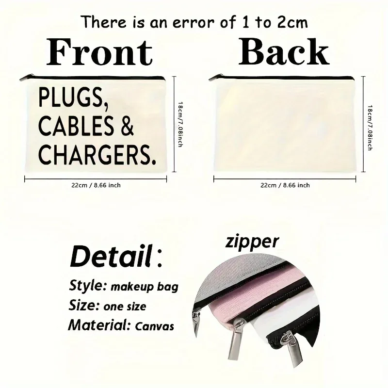 sac de rangement cosmétique minimaliste en toile, sac à fermeture éclair, léger et pliable, accessoires de voyage. le cadeau idéal pour un ami, multifun