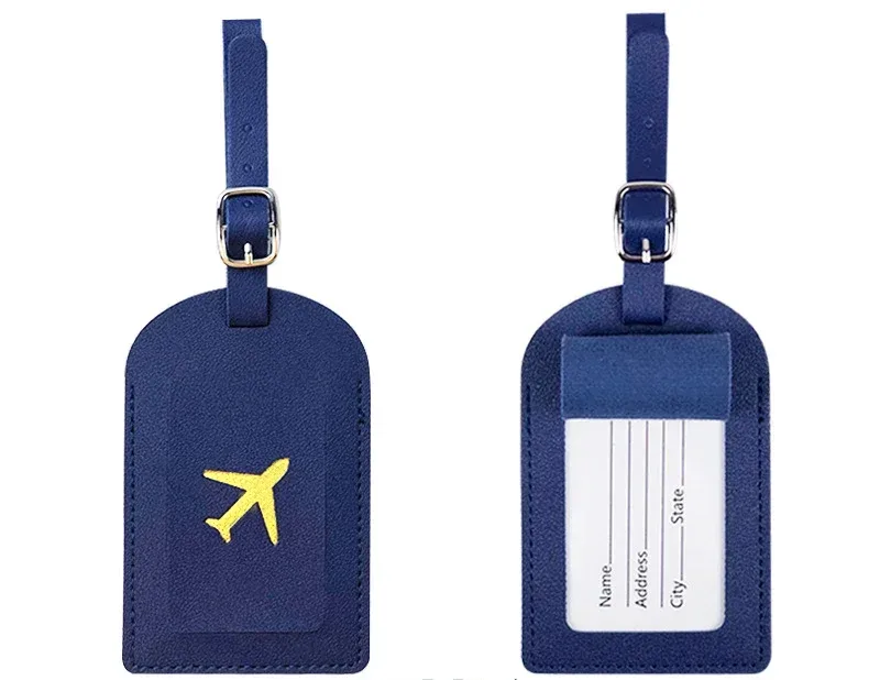étiquette de bagage en cuir pu pour hommes et femmes, étiquette d'adresse de valise, sac d'embarquement, nom, identification, porte-adresse, accessoire de voyage