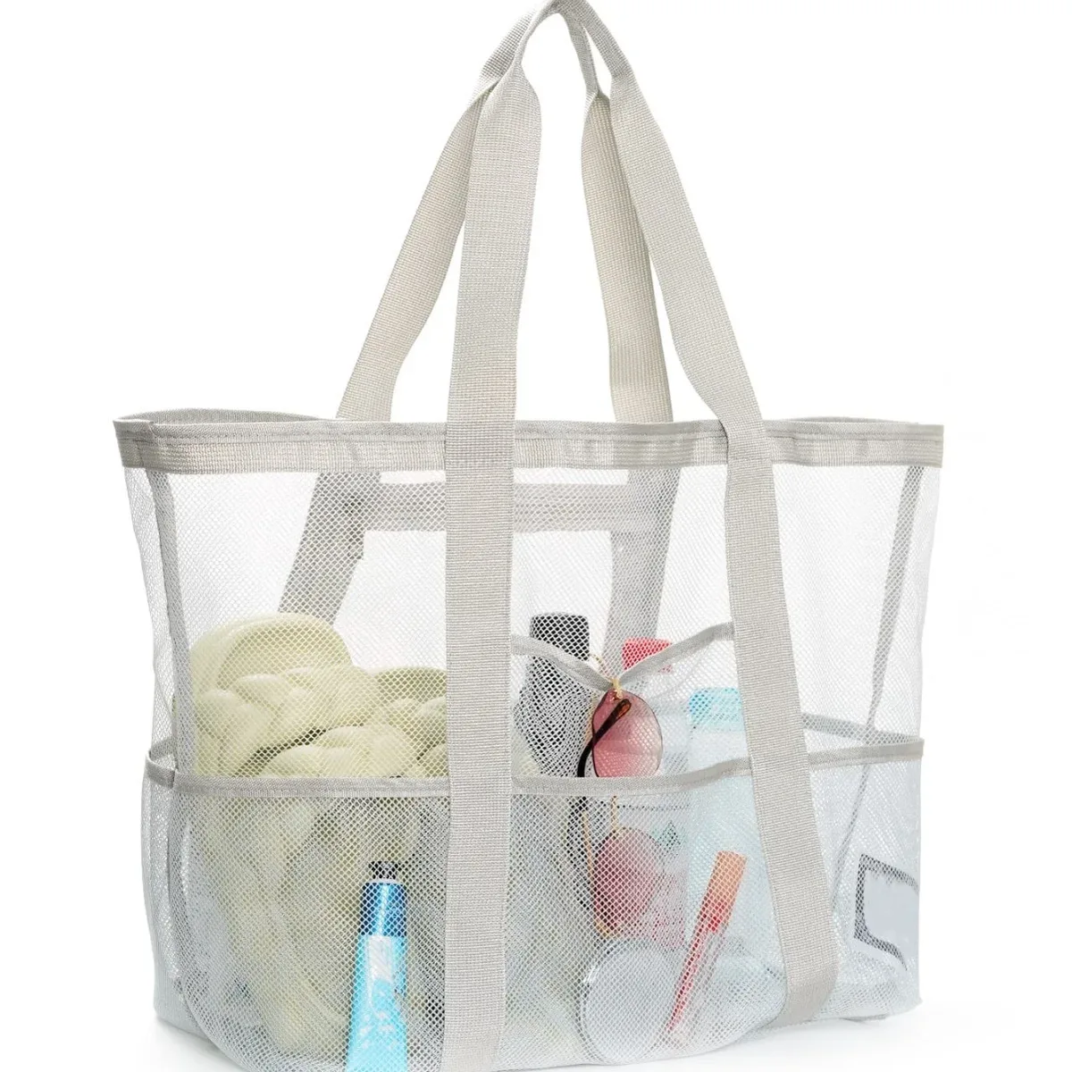 sac fourre-tout en maille respirante multi-poches de grande capacité, à séchage rapide, sac de rangement multi-compartiments pour articles de sport et de natation