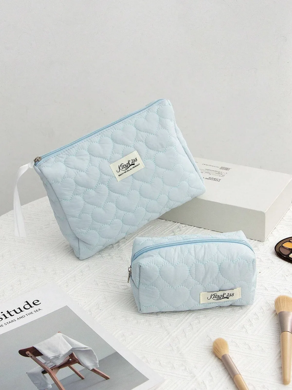 trousse de maquillage douce en forme de cœur, sac à cosmétiques décontracté, cubes d'emballage portables de vacances, voyage pour femmes, cadeau de printemps et d'été, sac de soins de la peau
