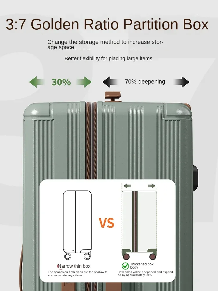 nouvelle valise extensible 2026 de 30 pouces, grande capacité, rangement profond, matériau pc, compartiment 3:7, valise cabine de 20 pouces