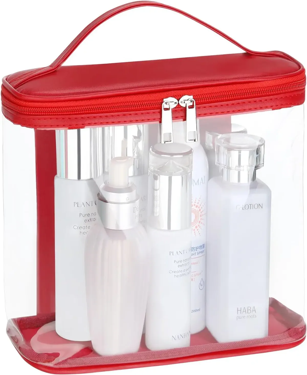 rapduty-trousse de voyage transparente anti-retard pour articles de toilette, trousse de maquillage transparente, trousse de voyage transparente avec fermeture éclair et poignée, 1 toilette