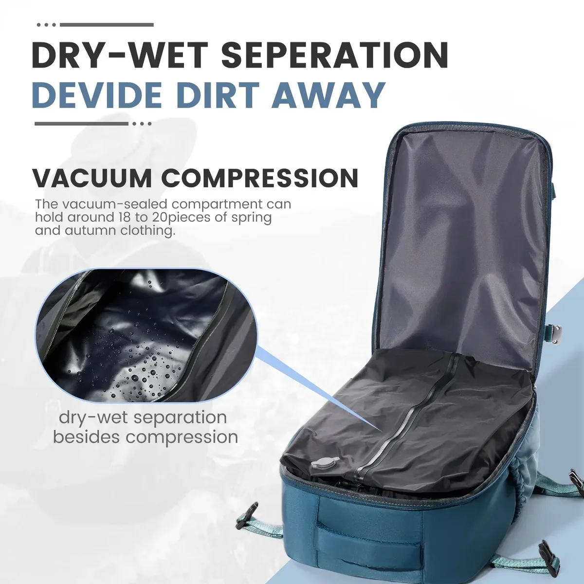 sac de cabine ryanair 40x20x25, sac à dos de compression sous vide pour homme, bagage à main, sac à dos pour ordinateur portable, sac de rangement sous vide pour vêtements 42x29x15