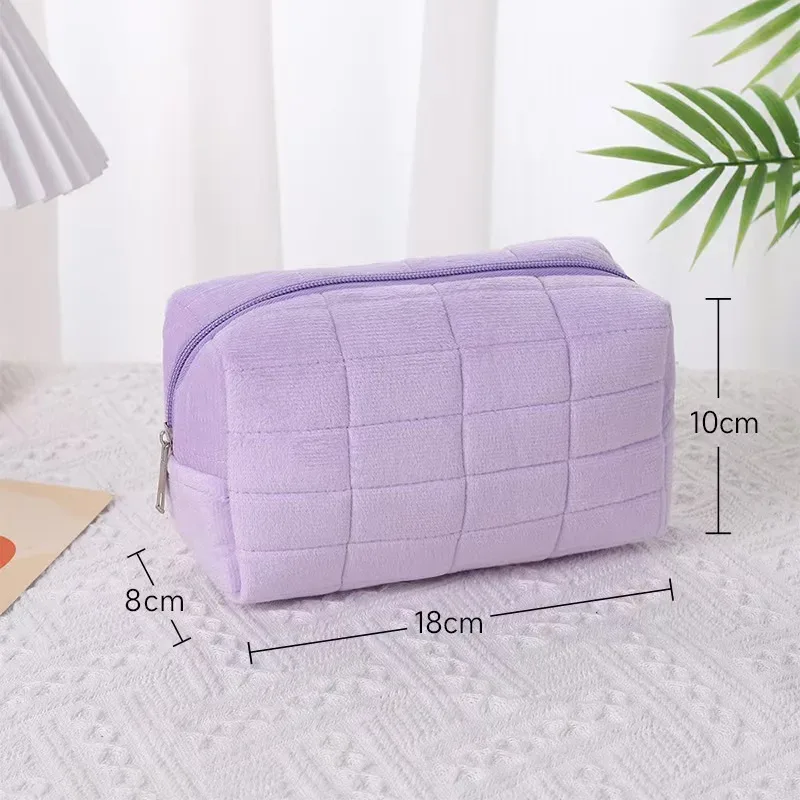 sac de maquillage en peluche mignon, sac à cosmétiques pour femmes, organisateur de soins de la peau, trousse à crayons de grande valeur pour étudiantes, trousse de toilette de voyage, porte-monnaie à fermeture éclair