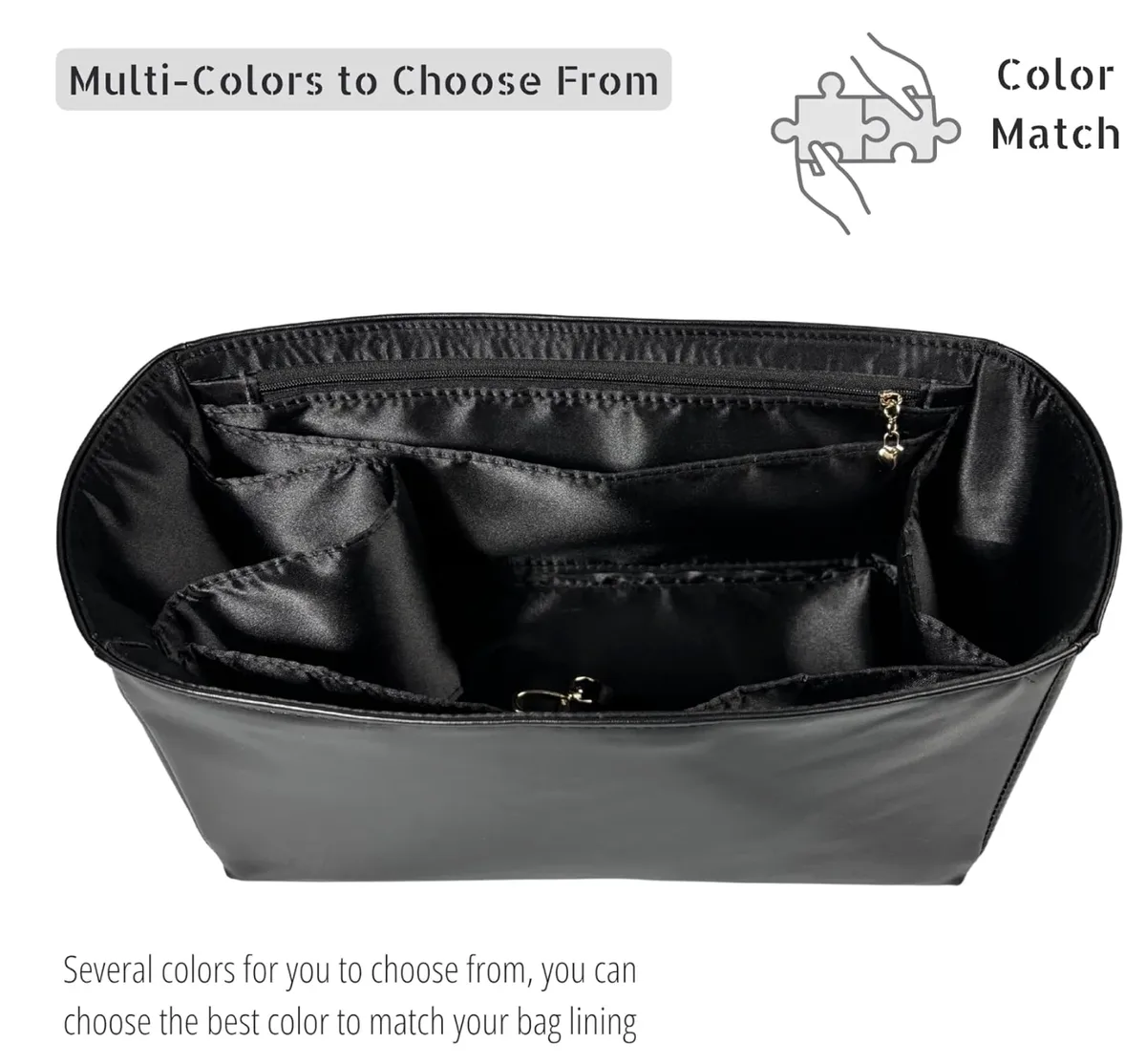 organisateur compatible avec les sacs speedy, 20, 25, 30, 35, 40, insert pour sac à main, doublure en soie, cuir vegan imperméable avec poche zippée