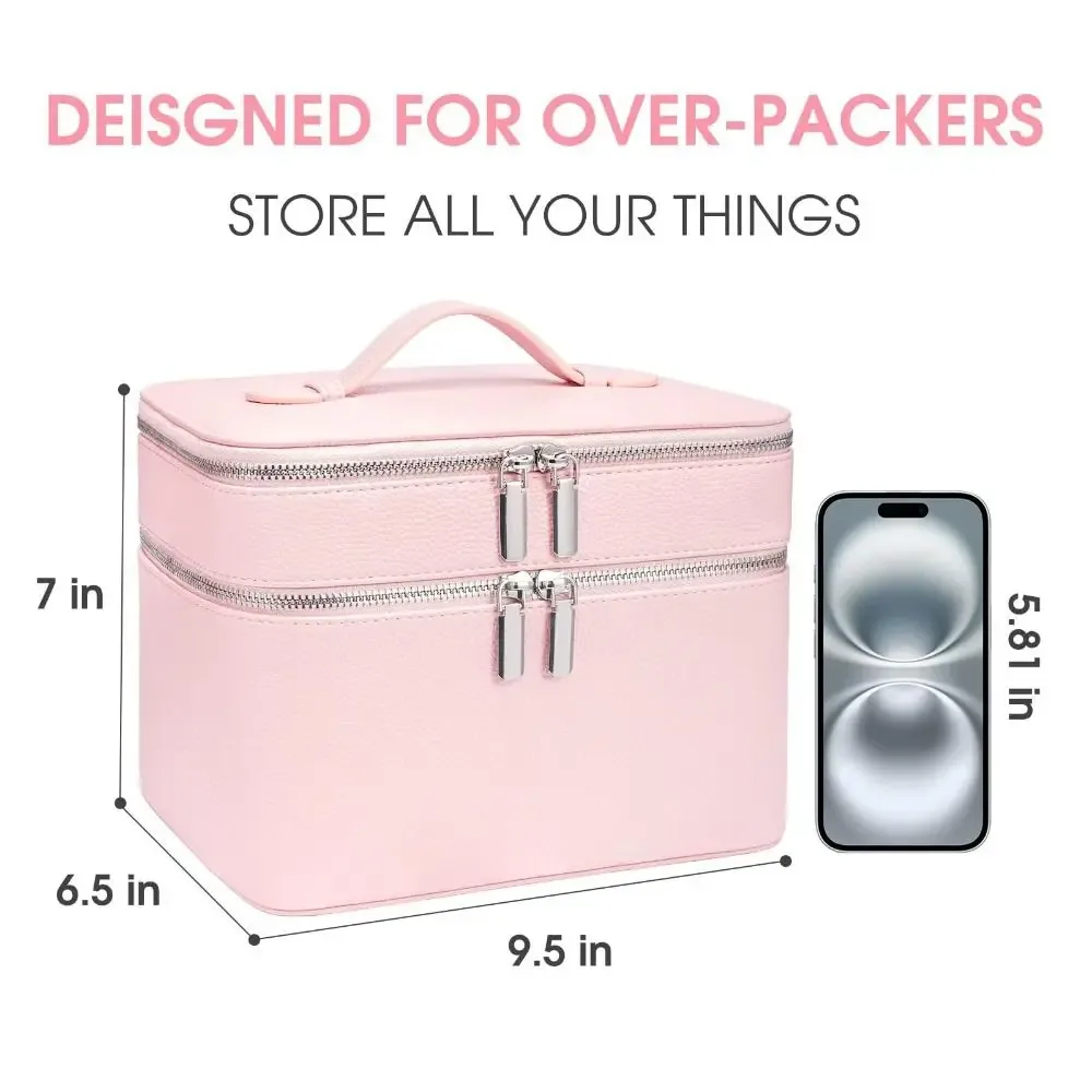 sac de cosmétiques en pu, solution de rangement imperméable, grande capacité, motif esthétique, sac de toilette de voyage