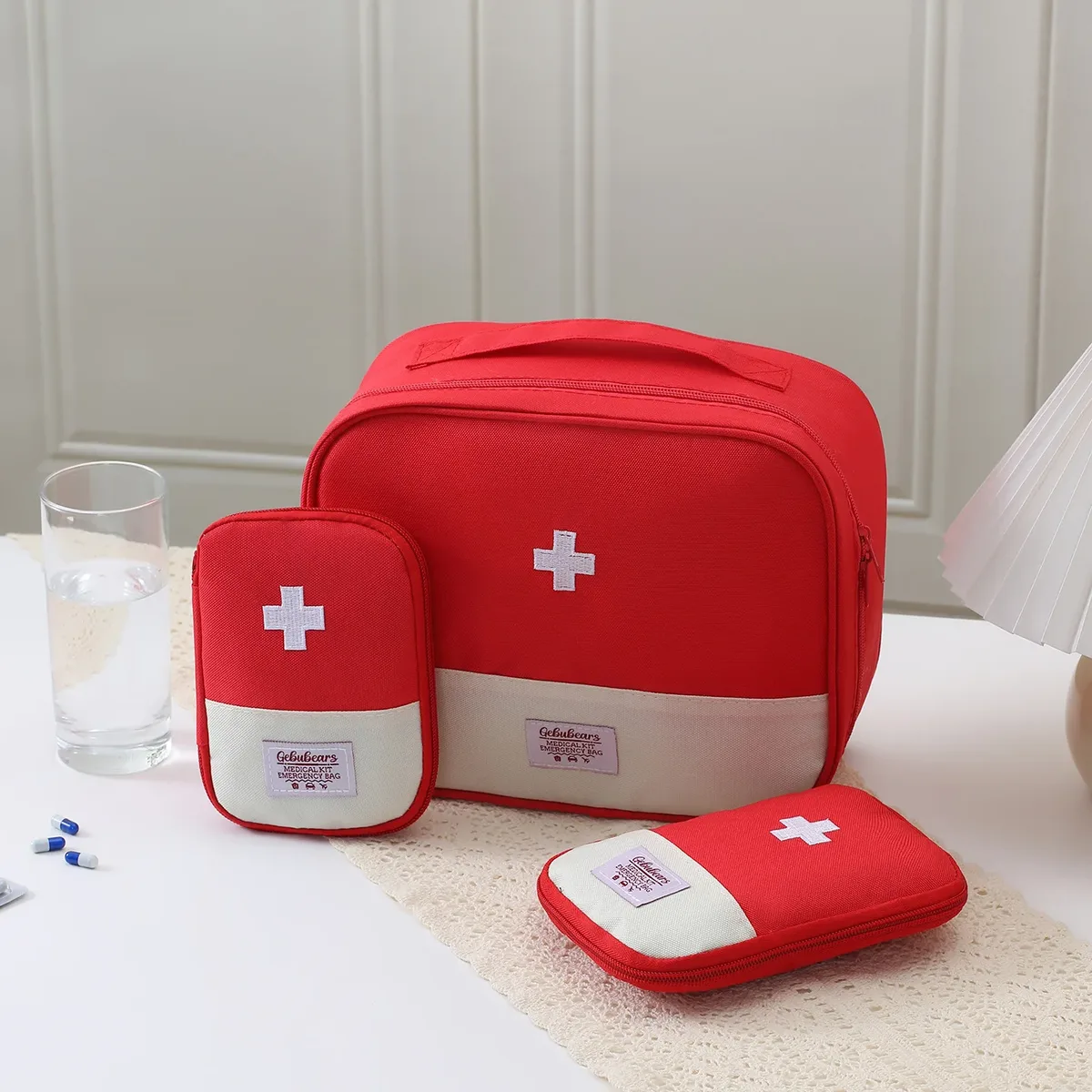 ensemble de 3 trousses de premiers secours imperméables en oxford, pochette à médicaments vide portable pour le camping, la randonnée, les voyages, la survie à domicile