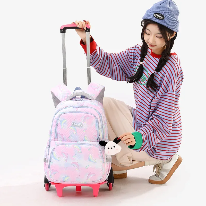 sac à dos scolaire à roulettes pour enfants, sacs d'écoliers pour filles, sac à roulettes mignon, cartable à roulettes pour enfants