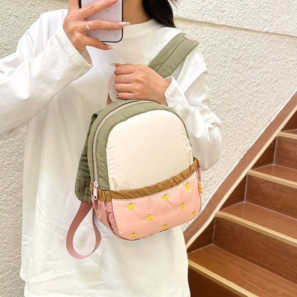Sac à dos portable en nylon pour enfants, broderie fruits, dessin animé, sac de jour, double épaule, multicolore, pour étudiants et écoliers