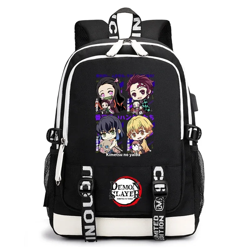 sac à dos demon slayer anime pour l'école, sac à dos léger avec port usb pour garçons, filles, enfants, étudiants