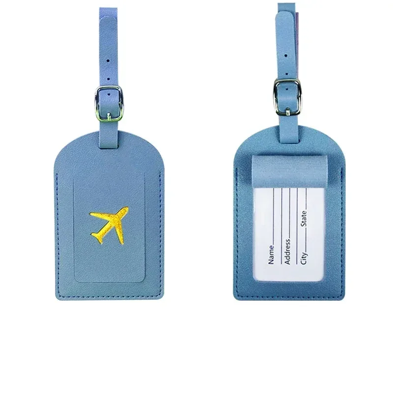 étiquettes de bagage colorées en cuir pu pour femmes et hommes, avec nom, cartes d'identité, étiquettes de valise pour bagages, sacs de voyage
