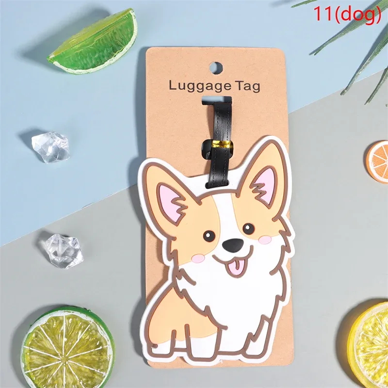 étiquette de bagage en silicone portable, étiquette de voyage, porte-adresse d'identification, style créatif, valise krasno-corgi & cat, accessoires de voyage, mode