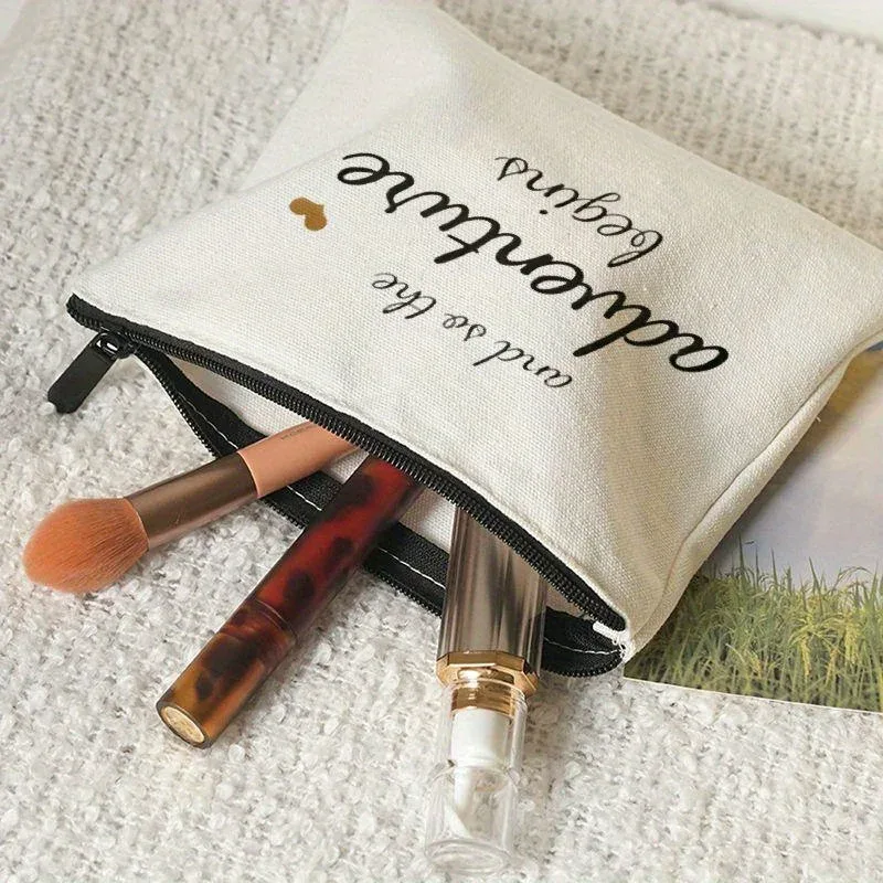 trousse de toilette de voyage en toile à la mode avec fermeture éclair, sac de rangement pour cosmétiques léger et portable