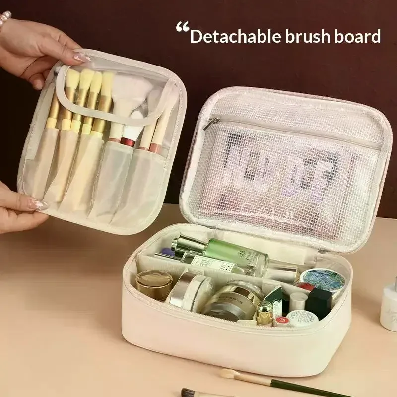 sac à cosmétiques pour femmes, trousse de maquillage à double couche, grande capacité, organiseur de cosmétiqu