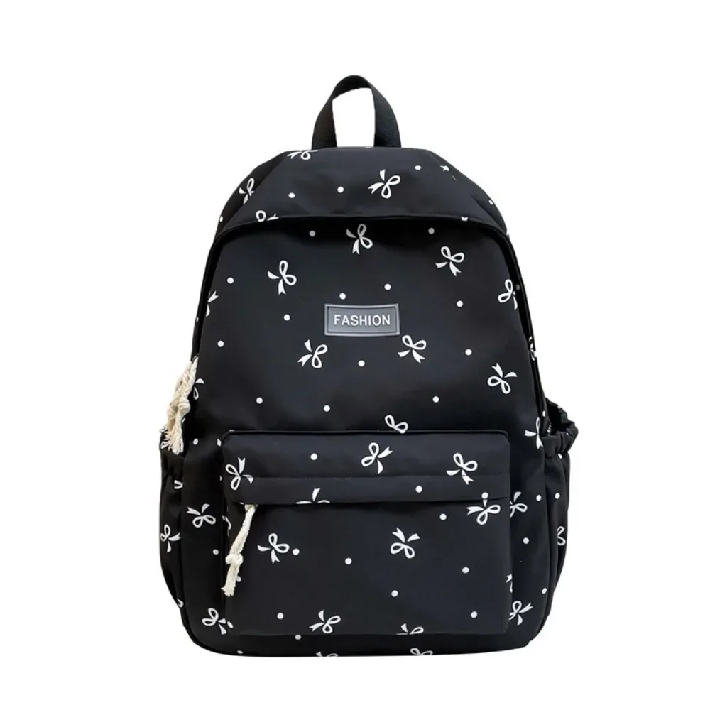 sac à dos scolaire en nylon mignon pour étudiantes, grande capacité, imprimé nœud, sac à dos pour femmes
