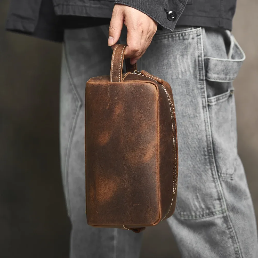 Grand sac à cosmétiques de voyage en cuir véritable pour femmes, organisateur de maquillage, trousse de toilette féminine, trousse de maquillage, pochette de rangement, Ladybox