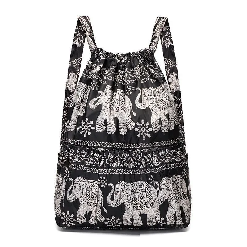 sac à dos de sport de plein air léger de grande capacité, sac à dos polyvalent en nylon avec cordon de serrage pour femmes