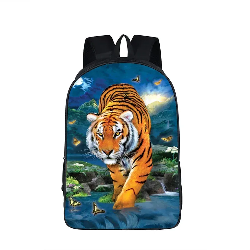 Sacs d'école Harajuku pour jeunes, sacs à dos amusants en forme de tigre, sacs à dos pour étudiants, sacs de voyage Oxford imprimés en 3D, imperméables, pour garçons/filles