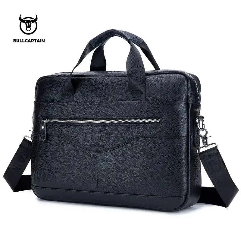 bullcaptain nouvelle mallette d'affaires en cuir de vache pour hommes/sac messager rétro en cuir pour hommes/sac d'affaires de loisirs de grande capacité/sac à main
