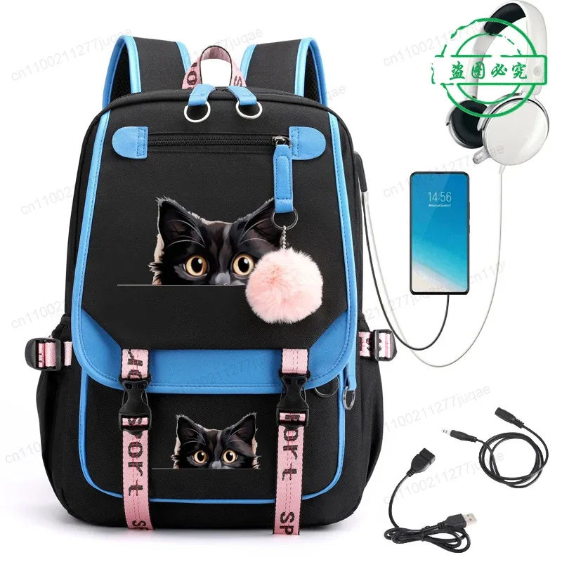 sac à dos kawaii chat de dessin animé tendance anime pour adolescentes et adolescents, sac d'école, sac de voyage pour ordinateur portable