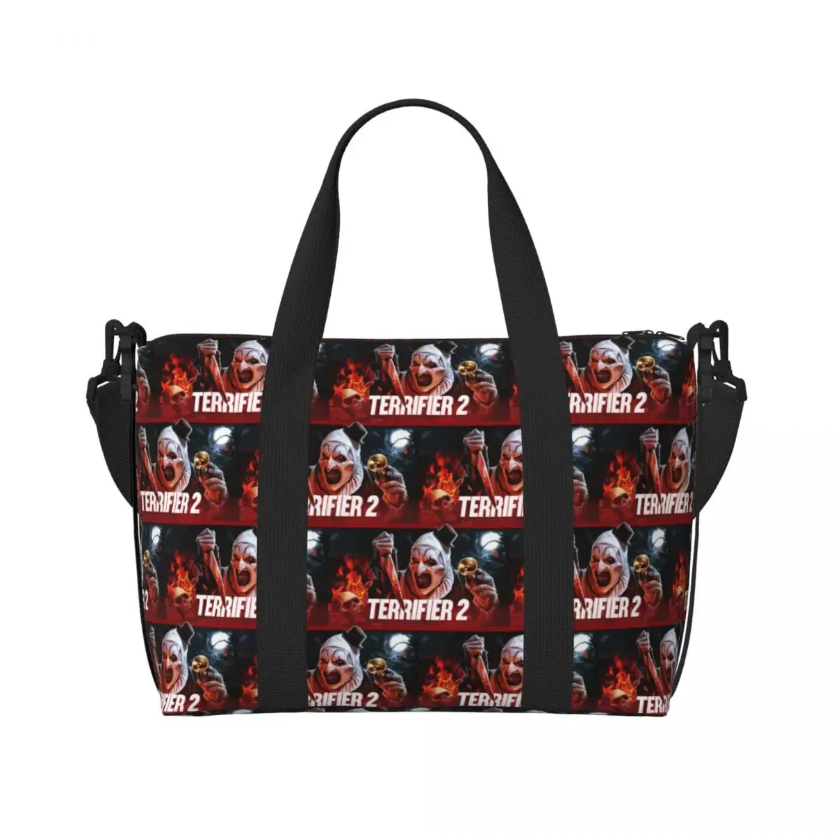 sac fourre-tout personnalisé t-terrifiers 3 halloween pour femmes, sacs de voyage de grande capacité pour plage et gymnastique