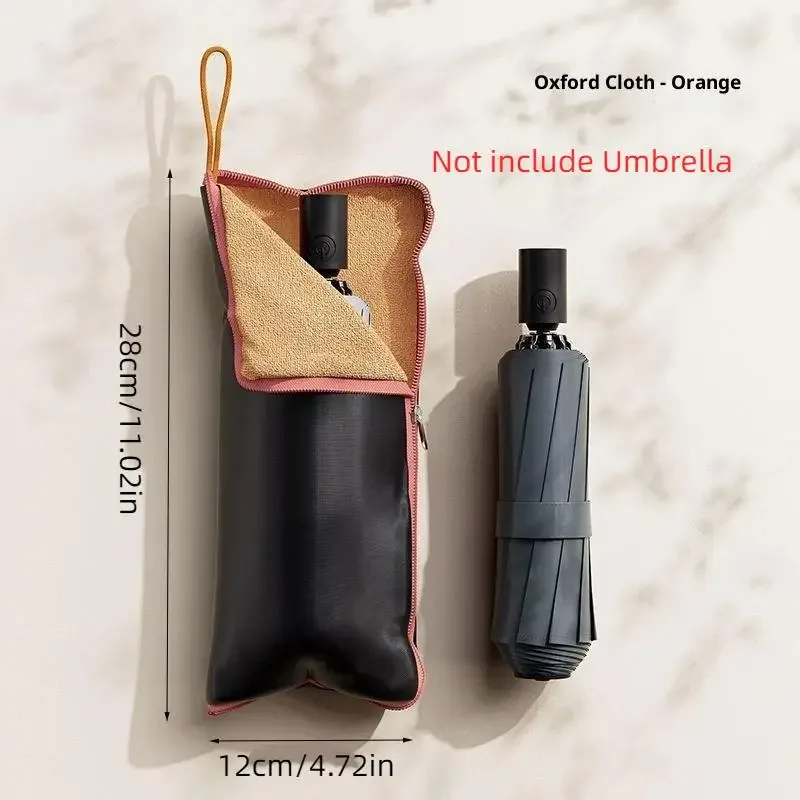 sac de rangement pour parapluie en microfibre, forte absorption d'eau, porte-parapluie pliable avec fermeture éclair et boucle de suspension, lavable à la main