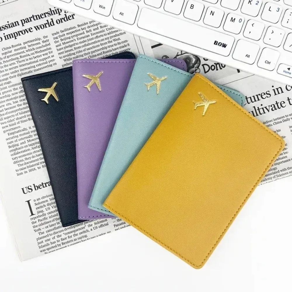 porte-passeport en cuir pu, étui léger et étanche pour passeport, couleur unie, rangement portable, portefeuille pour cartes de crédit