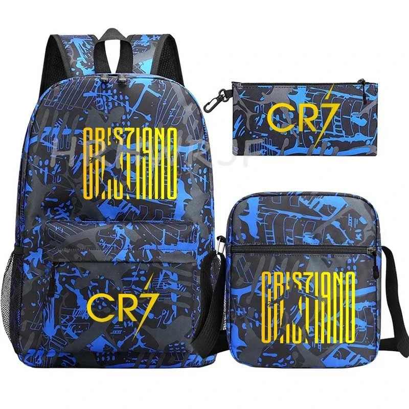 ensemble de sacs à dos imprimés sports cr7 pour adolescents, sacs d'école décontractés adaptés aux garçons et aux filles, mochilas de voyage légères