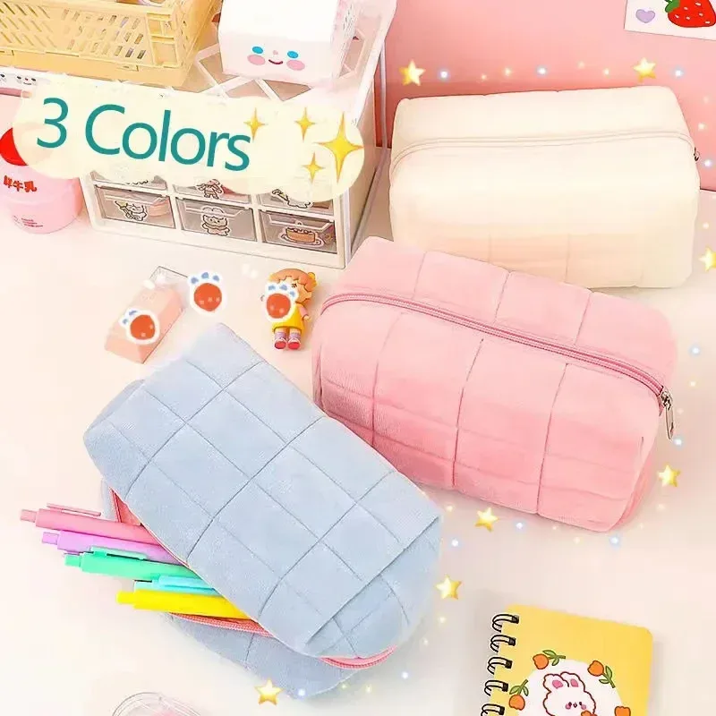 sac à cosmétiques design oreiller rose/blanc/bleu, 1 pièce, trousse à crayons, pochette à stylos, grande capacité, trousse de rangement pour étudiants