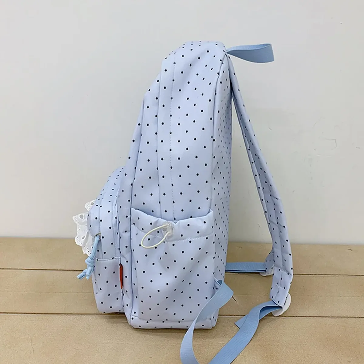 sac à dos mignon en dentelle à pois, esthétique, pour ordinateur portable, pour femmes et filles, idéal pour les trajets quotidiens, les voyages, les camps d'été et l'université.
