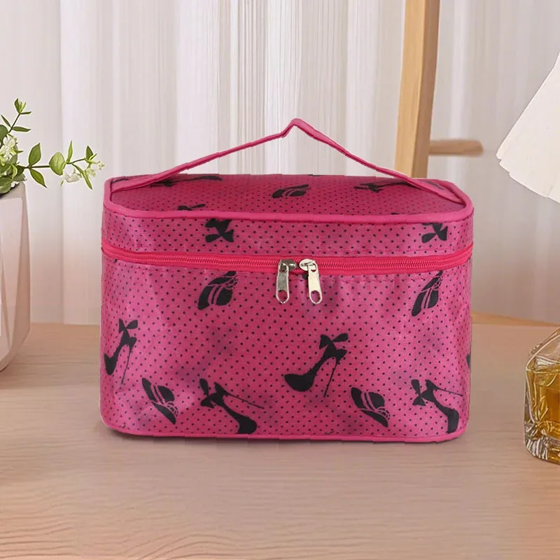 sac de maquillage à pois, sac de voyage portable de grande capacité, organisateur de toilette, boîte de rangement, sac à main étanche, sac à cosmétiques, sac de lavage